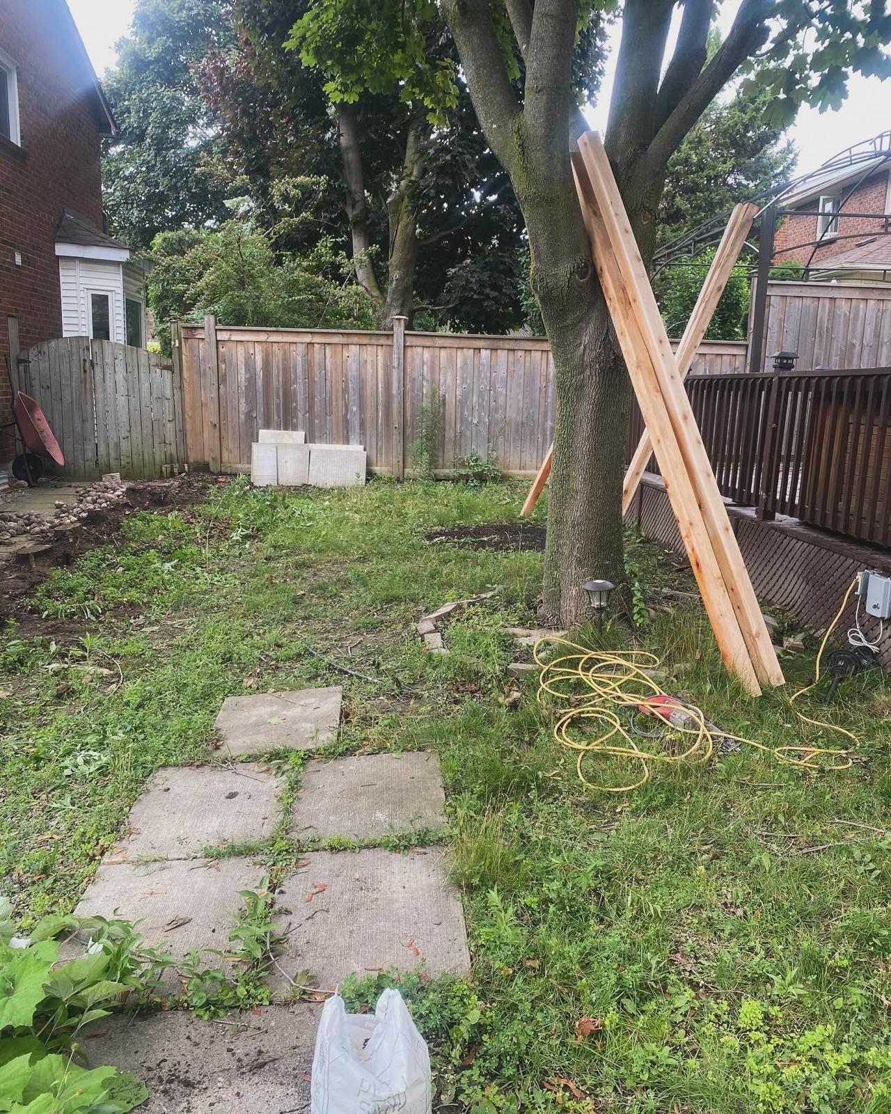 Sod installation — before